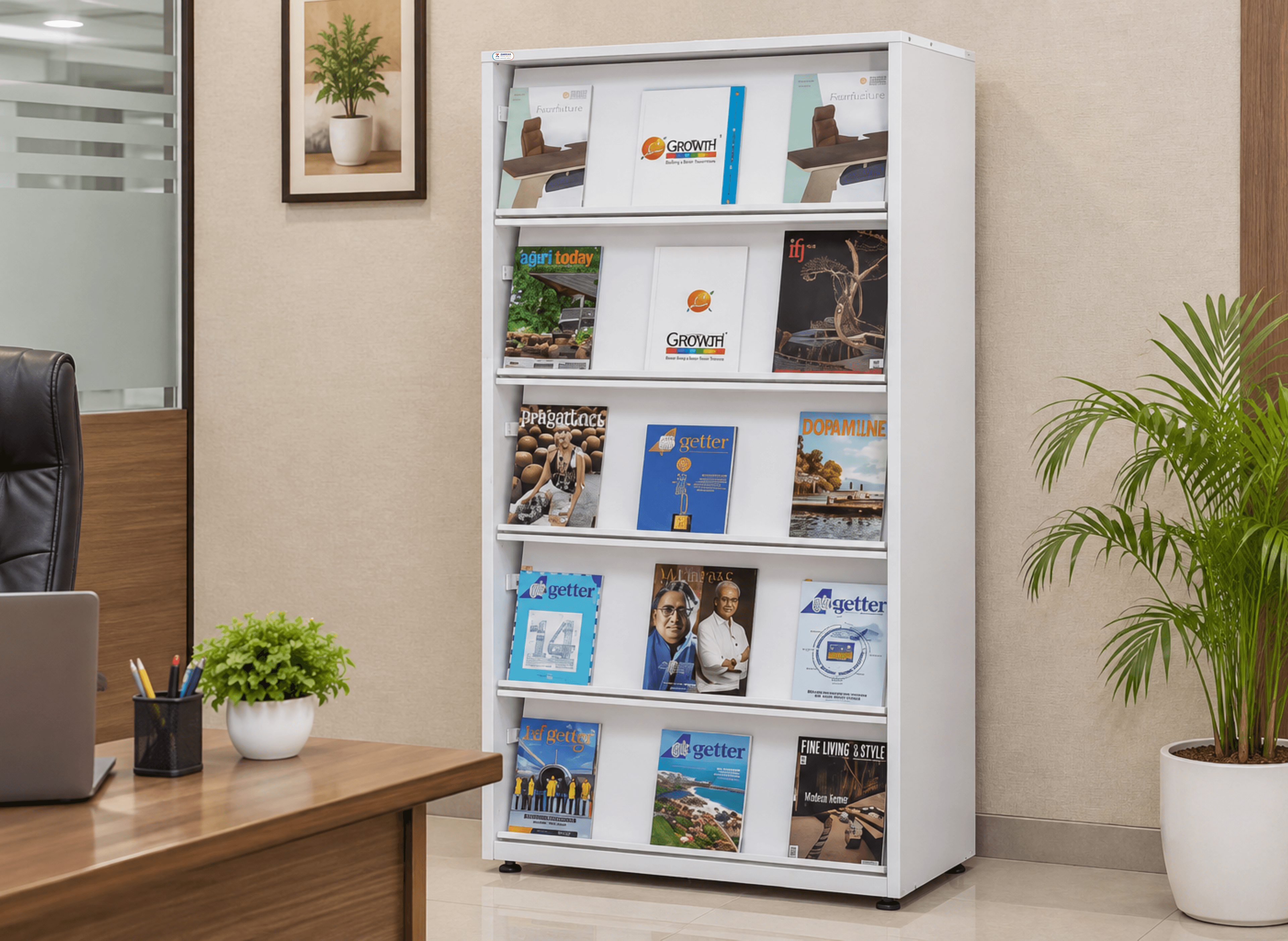 ZAKKAA Steel Magazine Display Rack – Literature & Brochure Display Stand