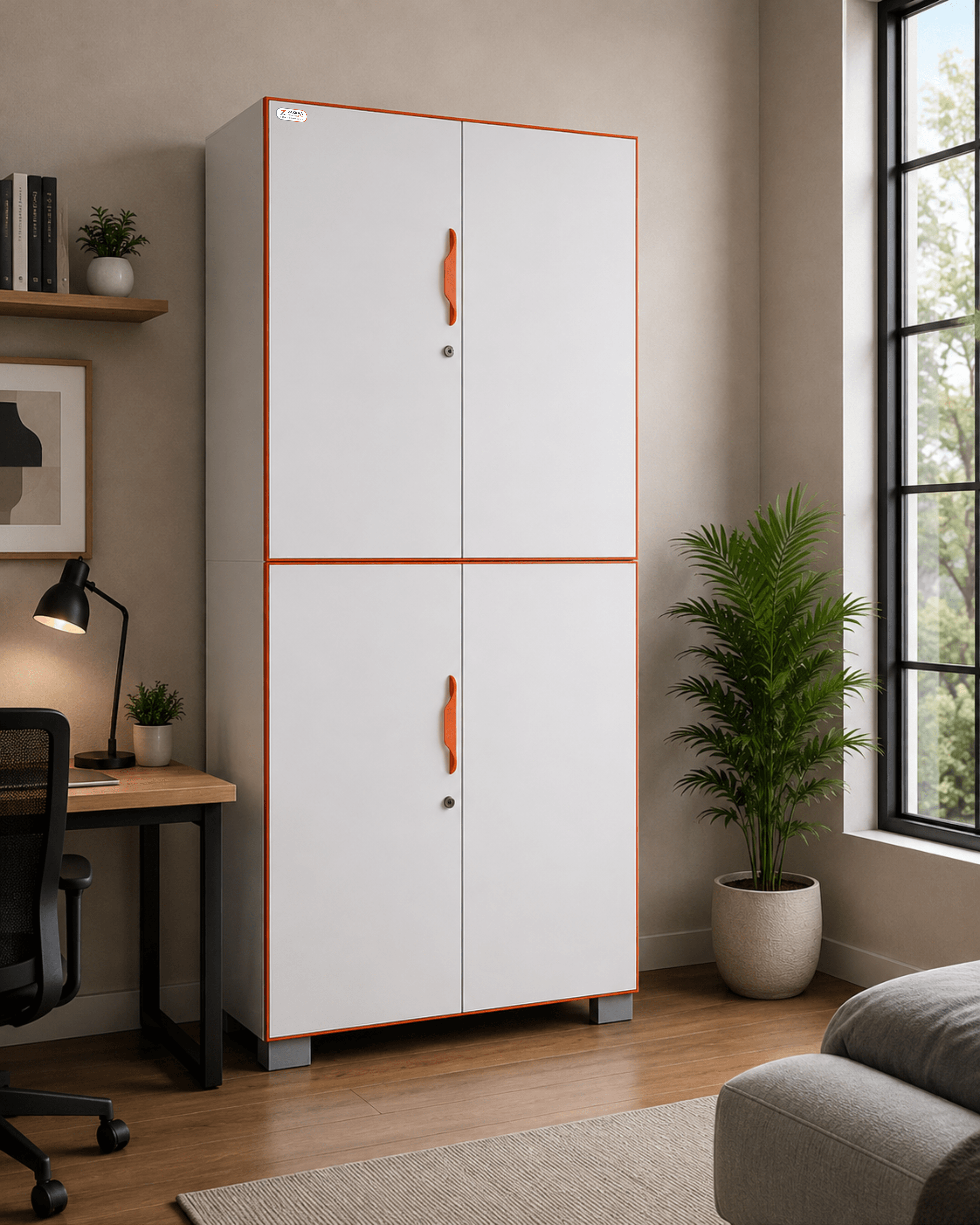 ZAKKAA Steel Storage Almirah – 4 Door Office & Home Storage Cabinet | ZMS-10