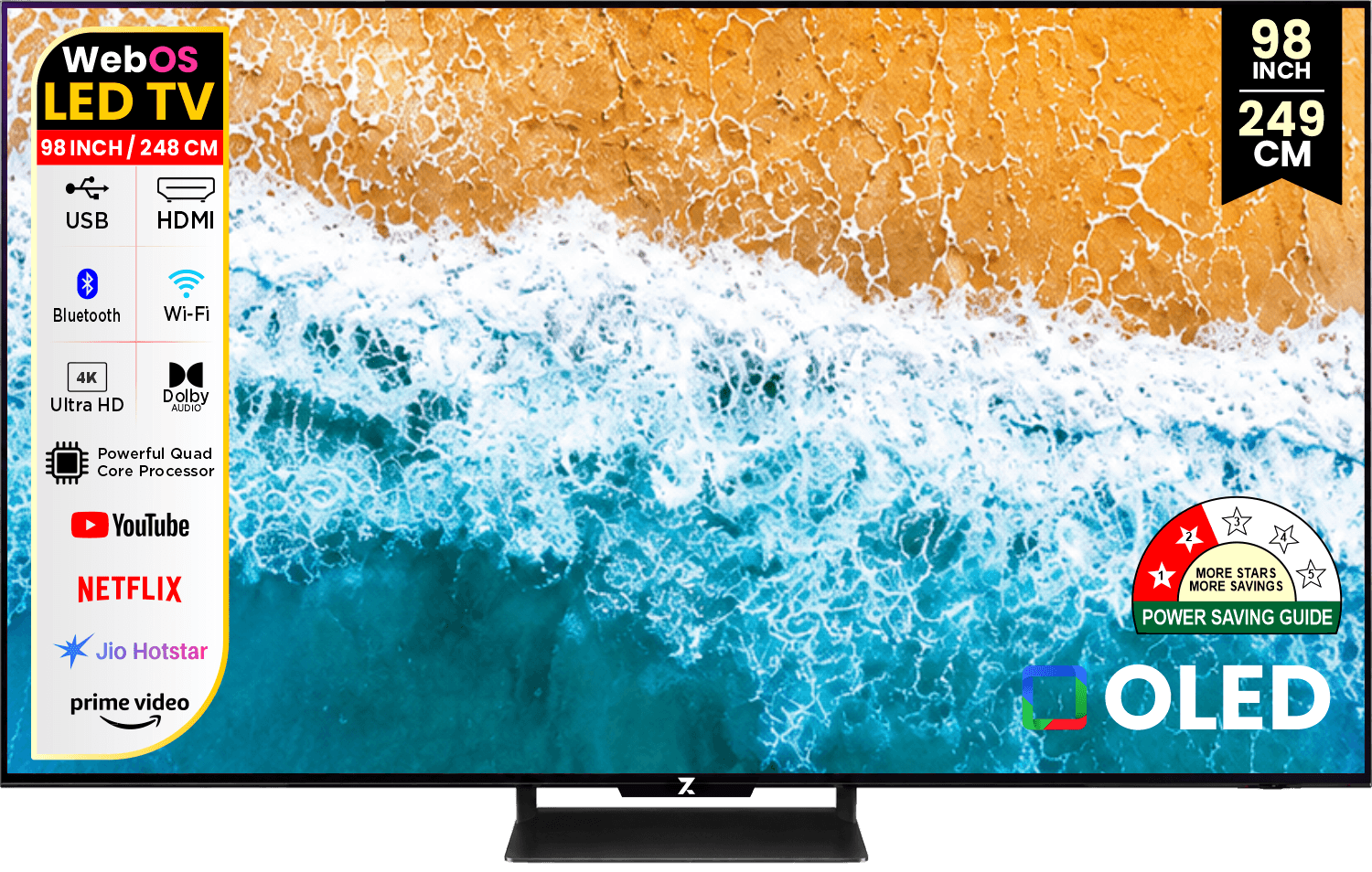 ZAKKAA 98 Inch 4K Ultra HD OLED Smart TV | WebOS | Dolby Vision | AI Processor | HDMI 2.1 | Magic Remote | ZKOL-28