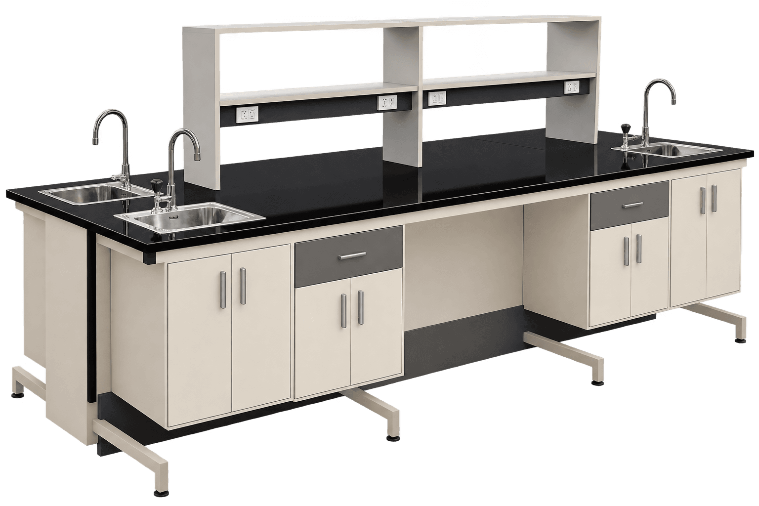 ZAKKAA Double Side Lab Table with Sink & Reagent Shelf | LAB 7