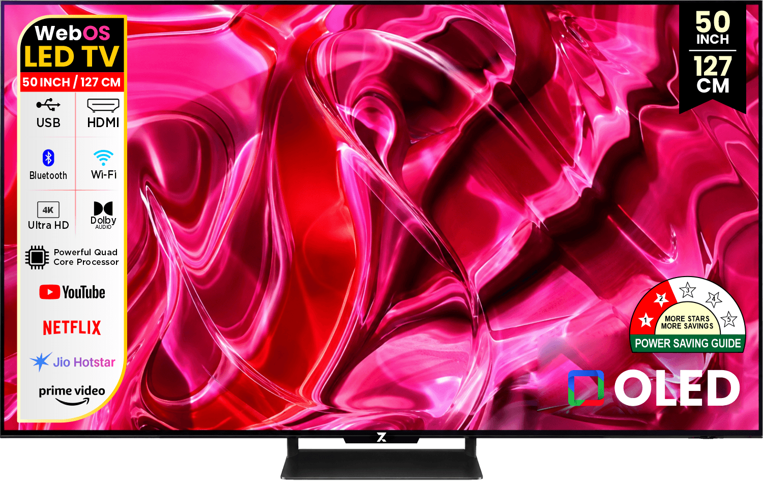 ZAKKAA 50 Inch 4K Ultra HD OLED Smart TV | WebOS | Dolby Vision | AI Processor | Magic Remote | ZKOL-23 