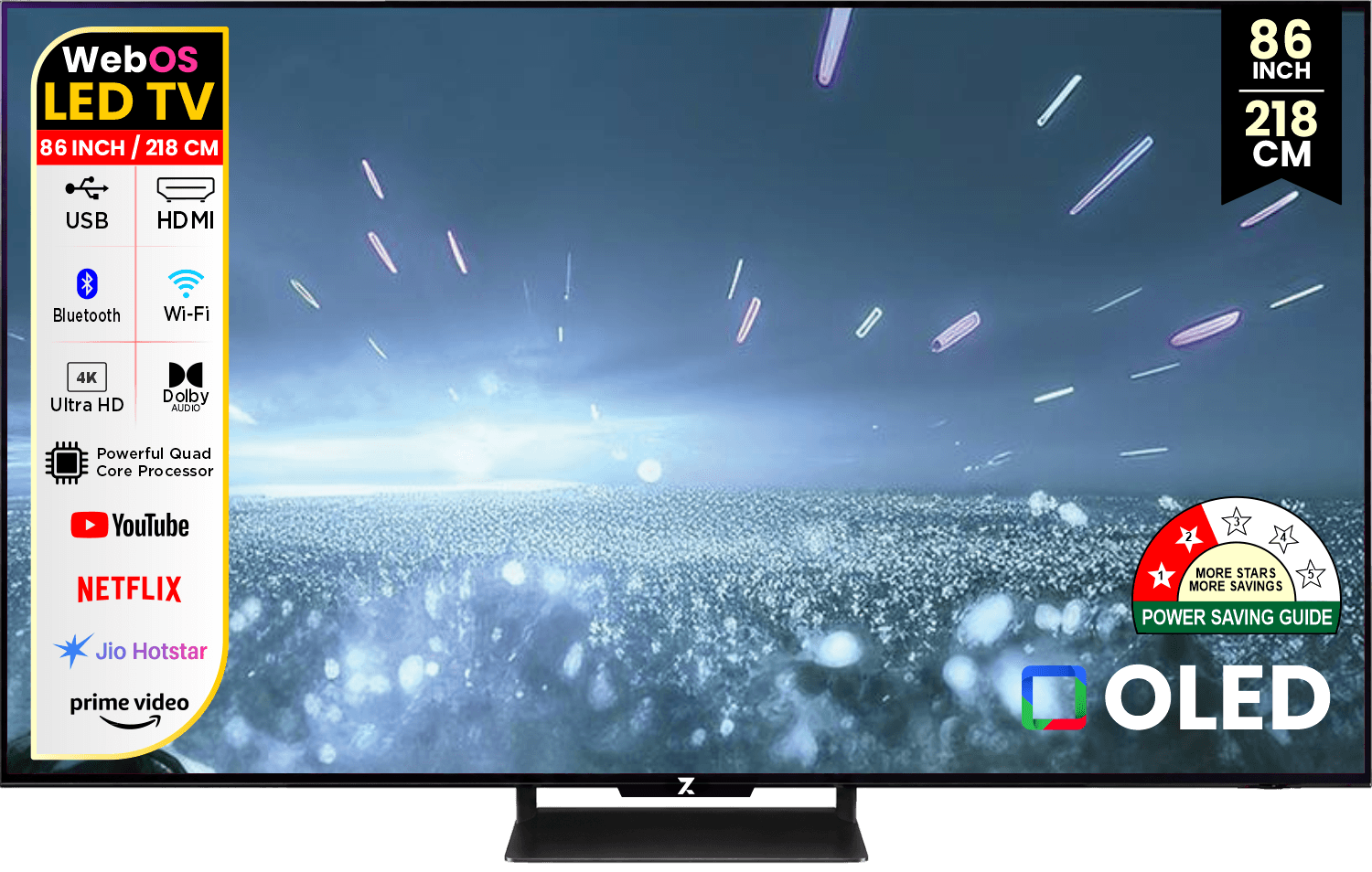 ZAKKAA 86 Inch 4K Ultra HD OLED Smart TV | WebOS | Dolby Vision | AI Processor | HDMI 2.1 | Magic Remote | ZKOL-27