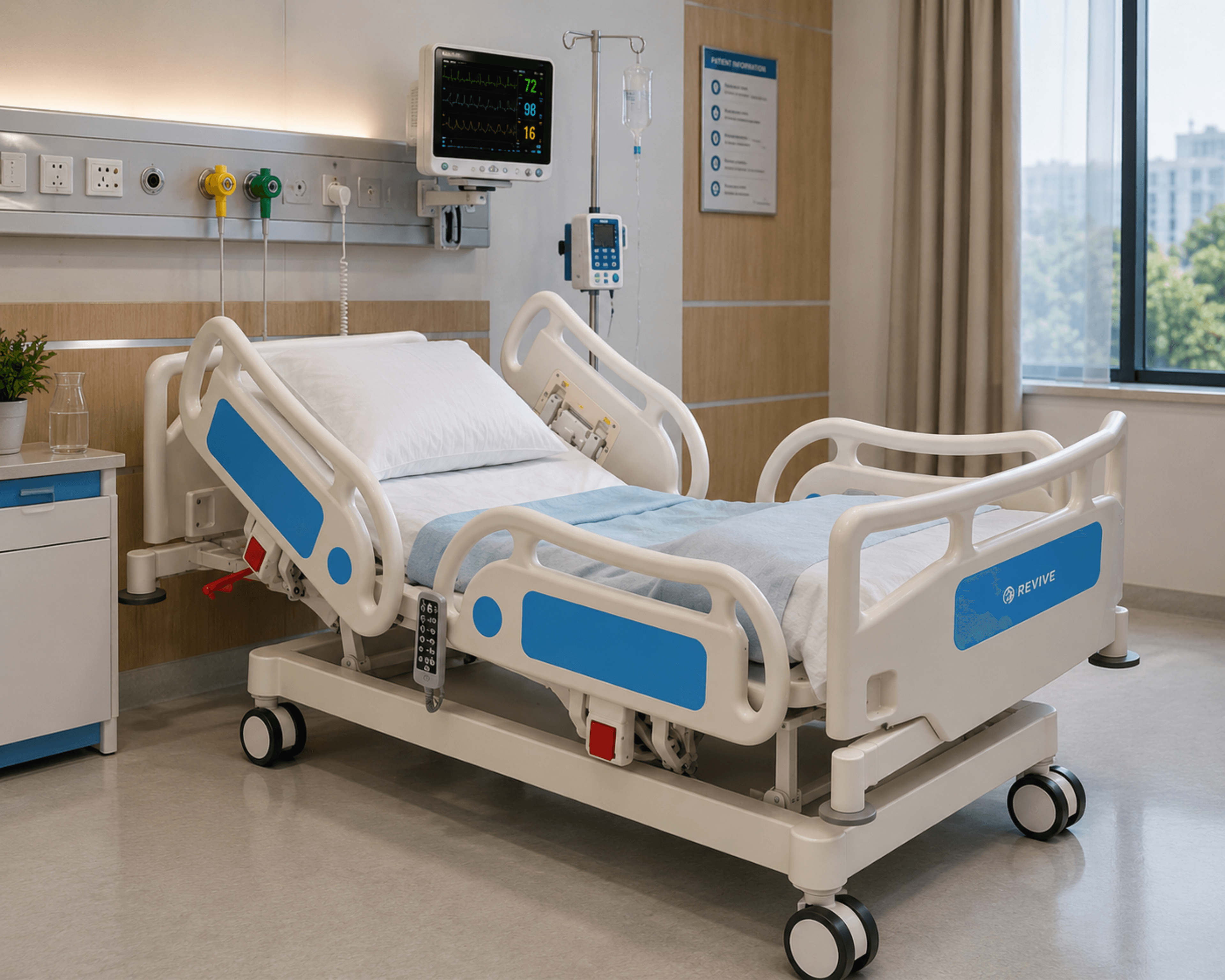 Revive Vital Motorised ICU Bed with 4 Functions | Advanced Electric Hospital Bed