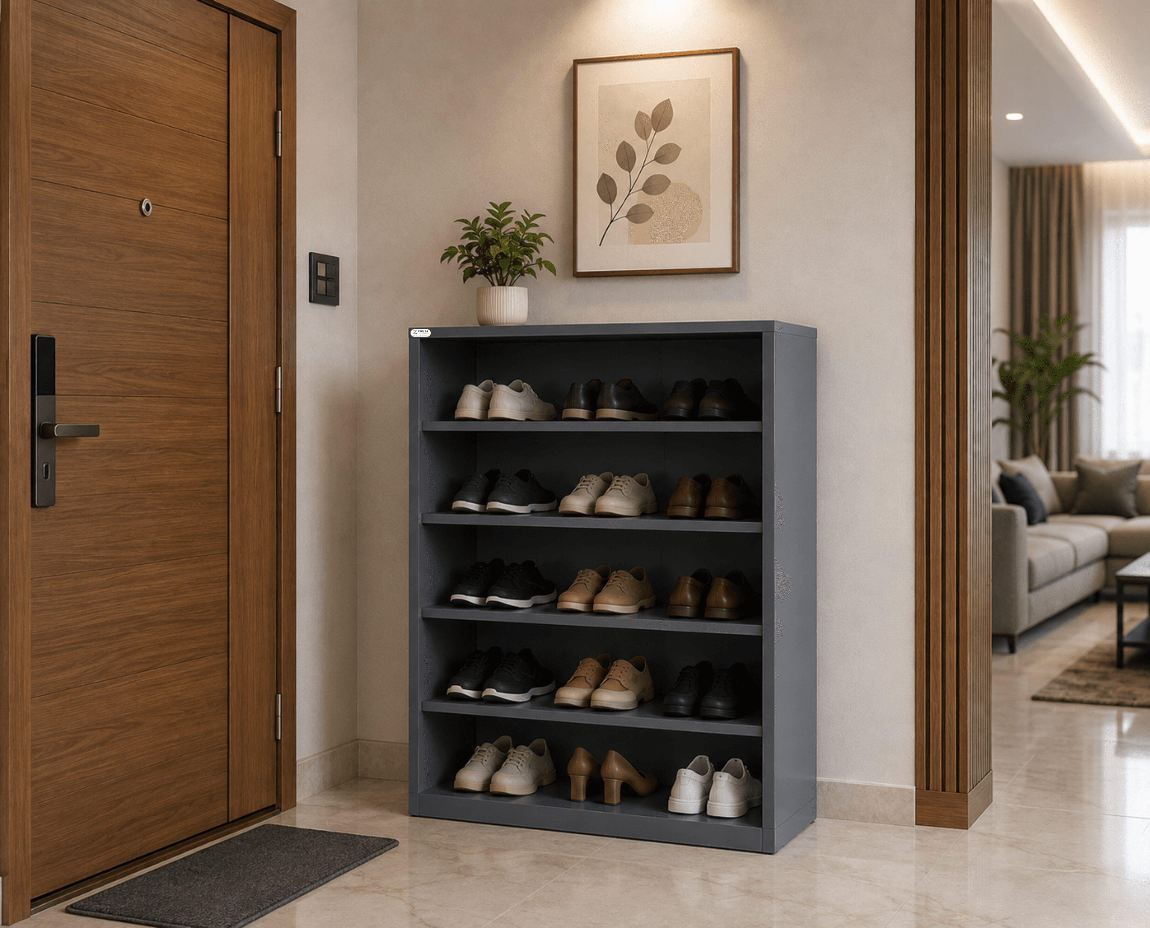 ZAKKAA Steel Shoe Rack – 5 Tier Footwear Storage Unit hover