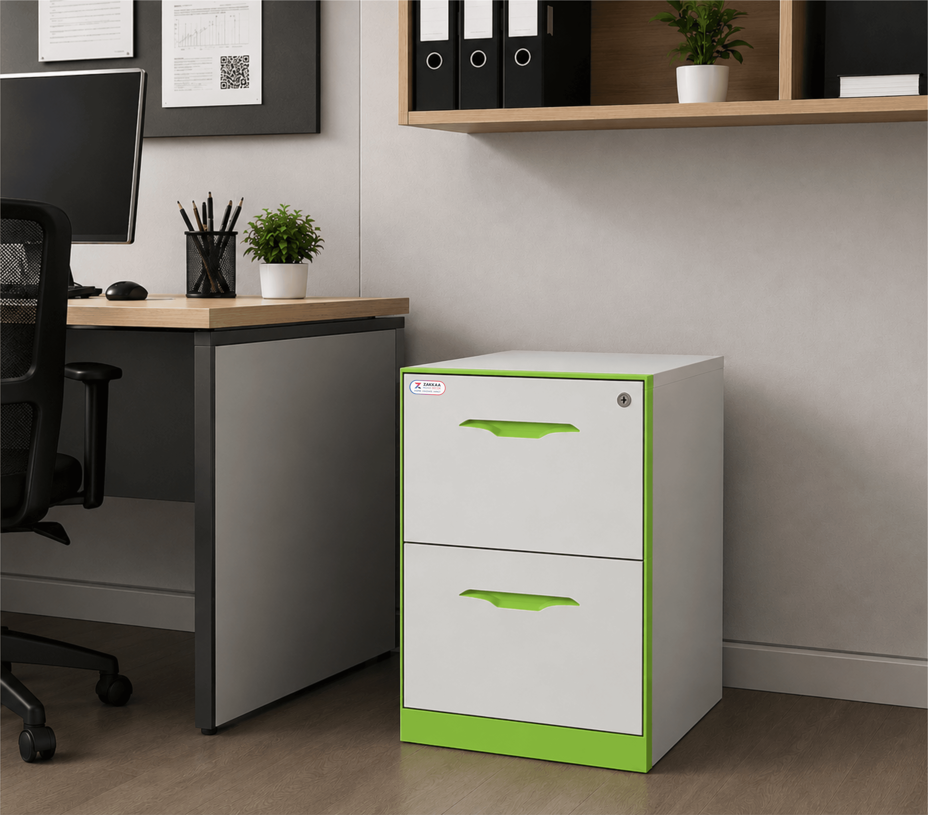 ZAKKAA Steel Vertical Filing Cabinet – 2 Drawer Office Storage Cabinet