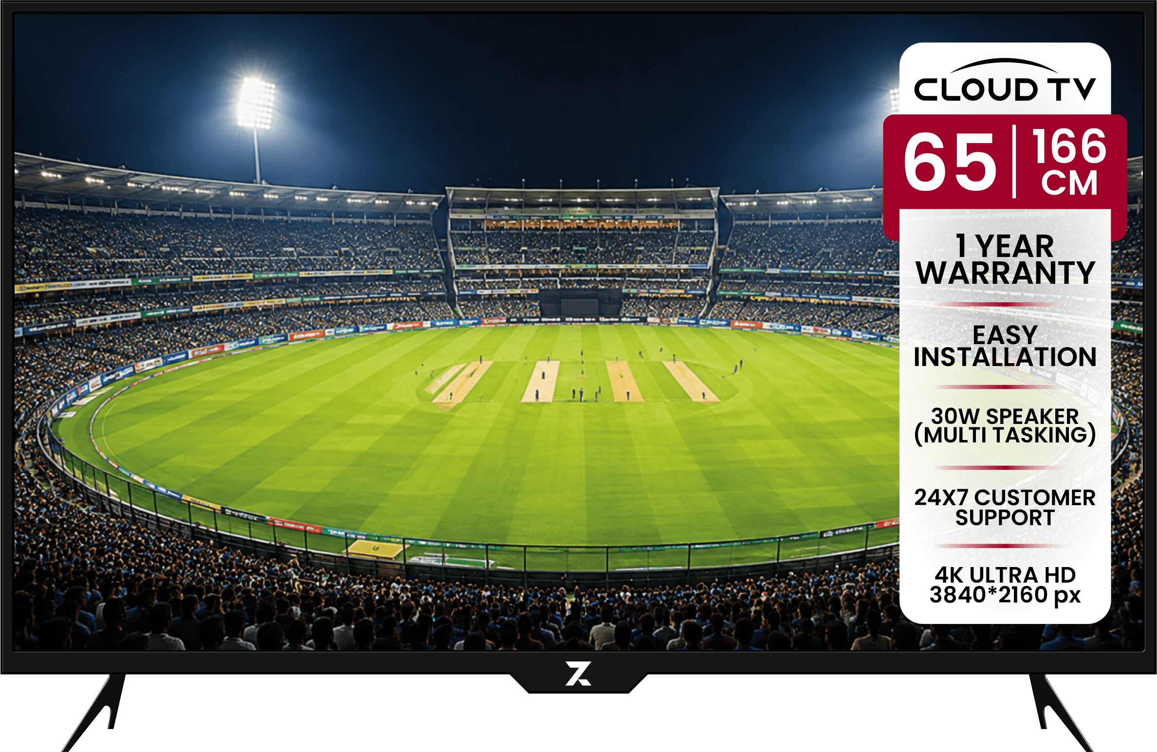 ZAKKAA Cloud TV 4K Ultra HD 65 Inch LED TV ZKCT 10
