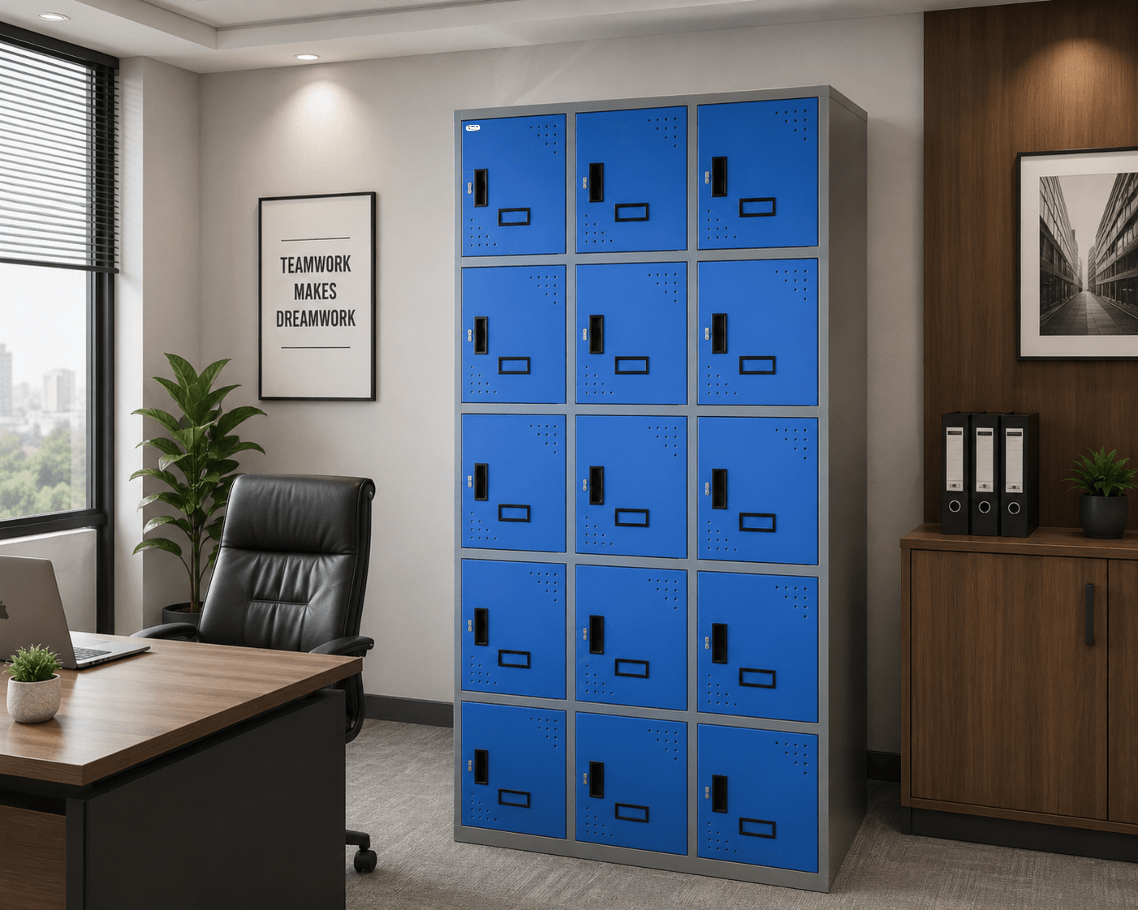 Steel Personal Locker – 15 Door Multi-Compartment Storage Cabinet (0.8 mm Thickness) ZMS-22