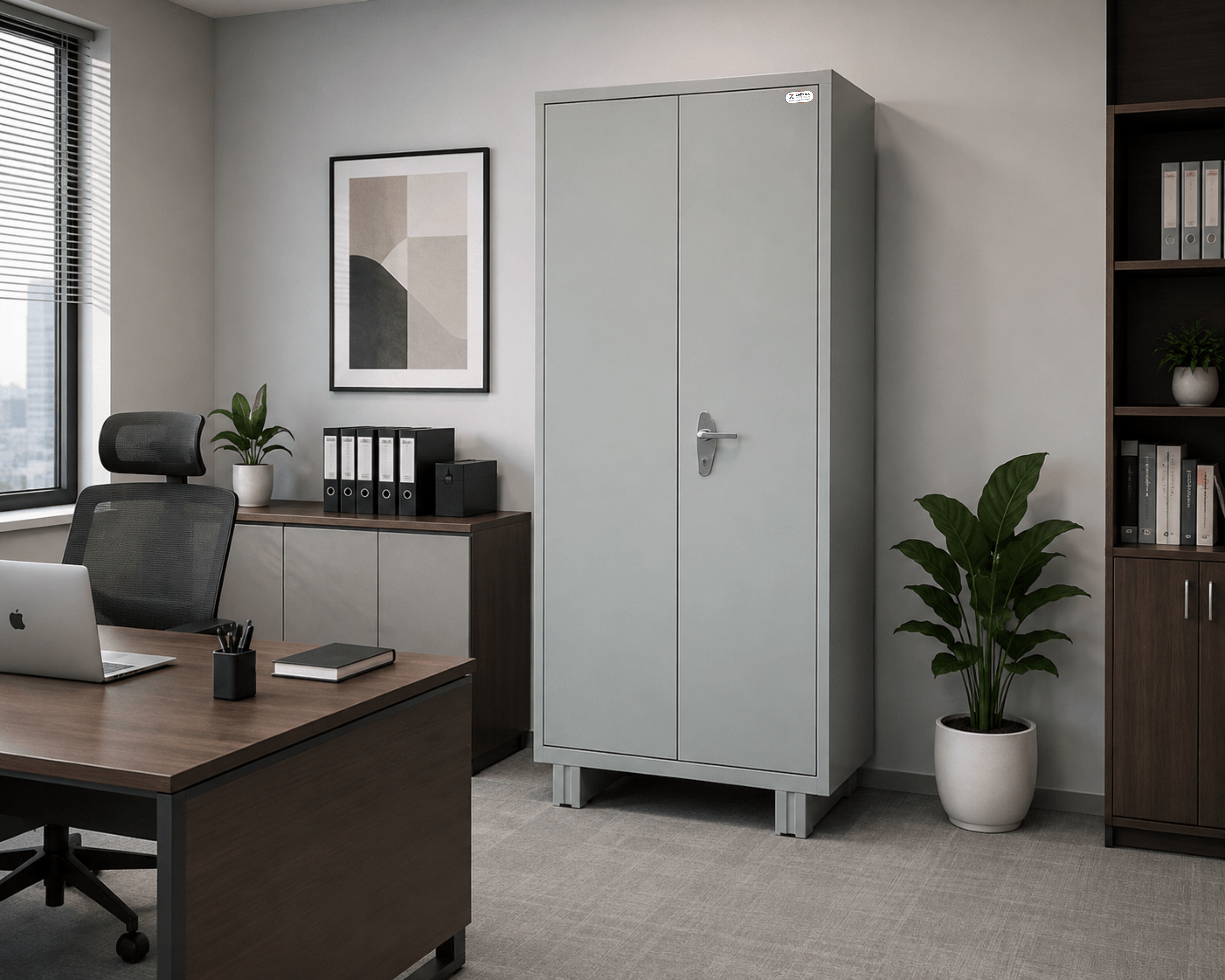 Heavy Duty Steel Storage Almirah | 2 Door Office Storage Cabinet | 4 Adjustable Shelves