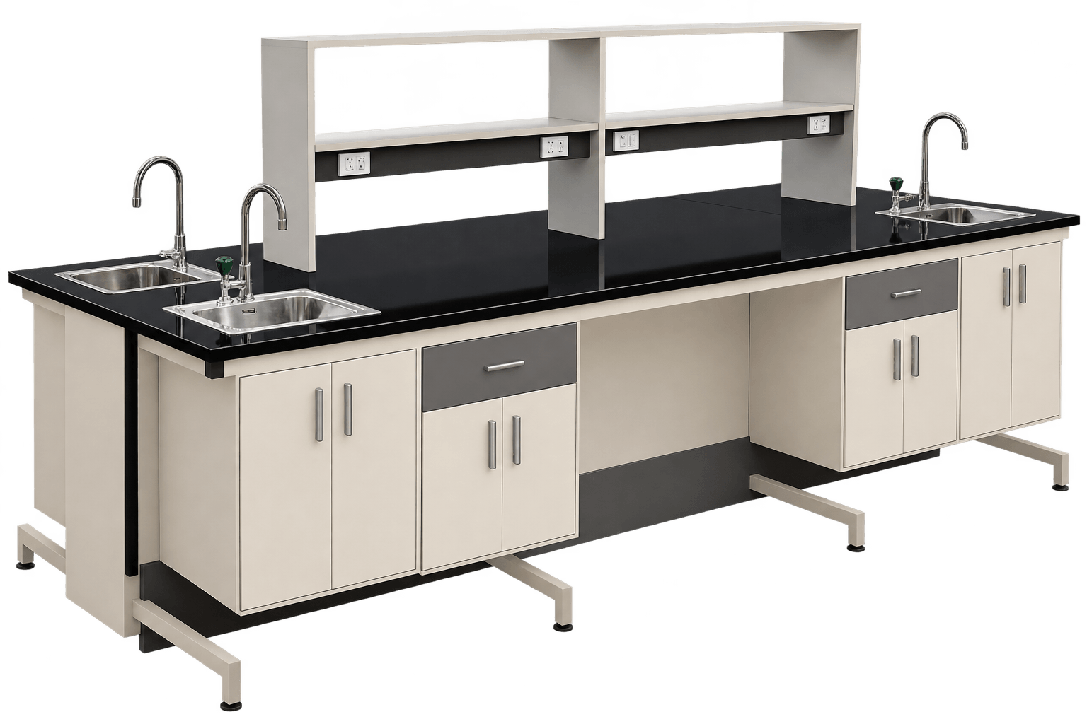 ZAKKAA Double Side Lab Table with Sink & Reagent Shelf | LAB 7