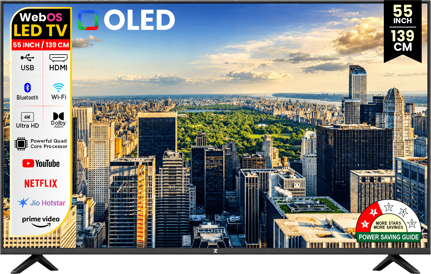 ZAKKAA 55 Inch 4K Ultra HD OLED Smart TV | WebOS | Dolby Vision | AI Processor | Magic Remote | ZKOL-24
