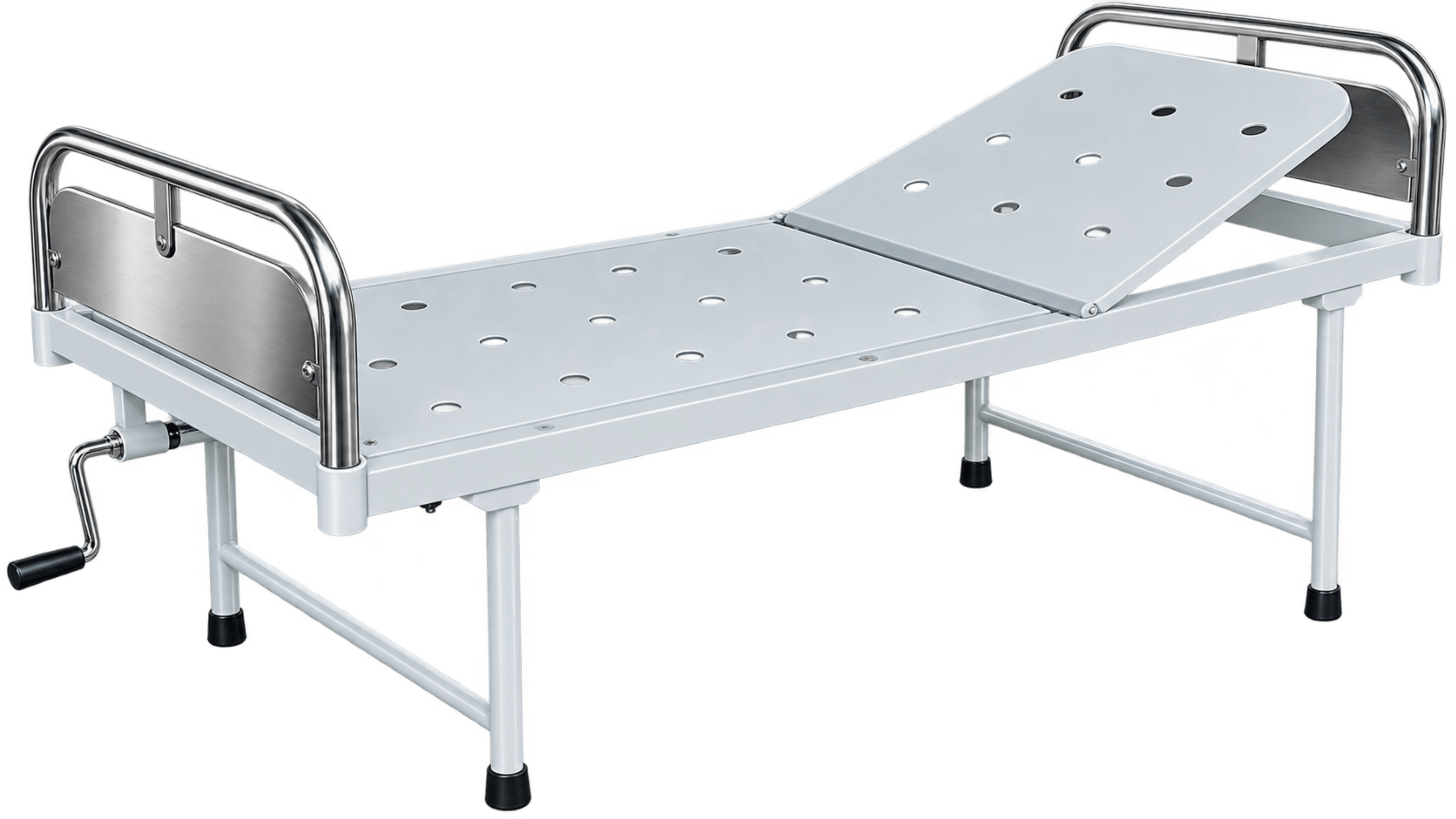 ZAKKAA Semi Flower Bed with Stainless Steel Panels – Manual Hospital Bed