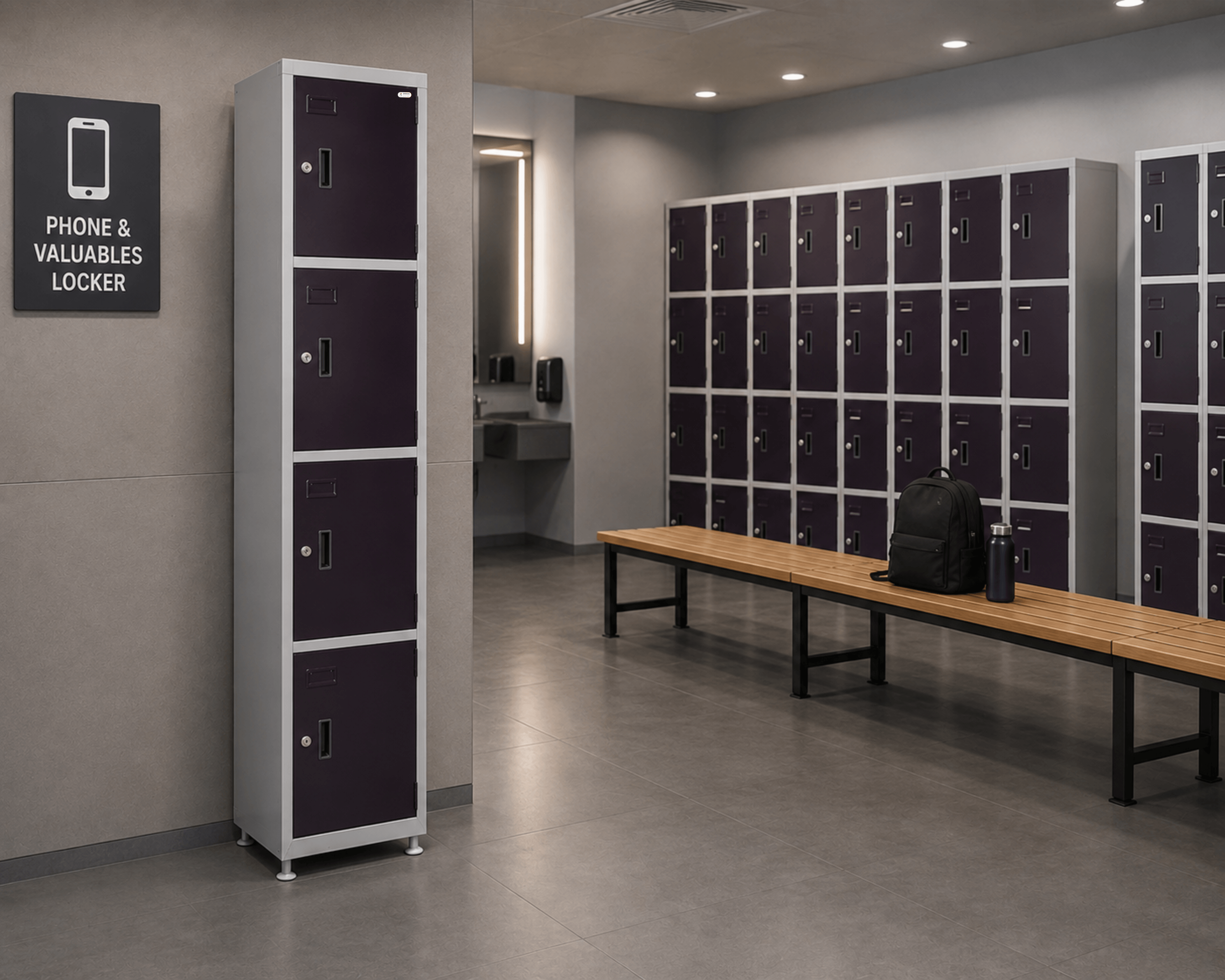 Steel Personal Locker | 4 Door Metal Storage Locker Cabinet ZMS-19