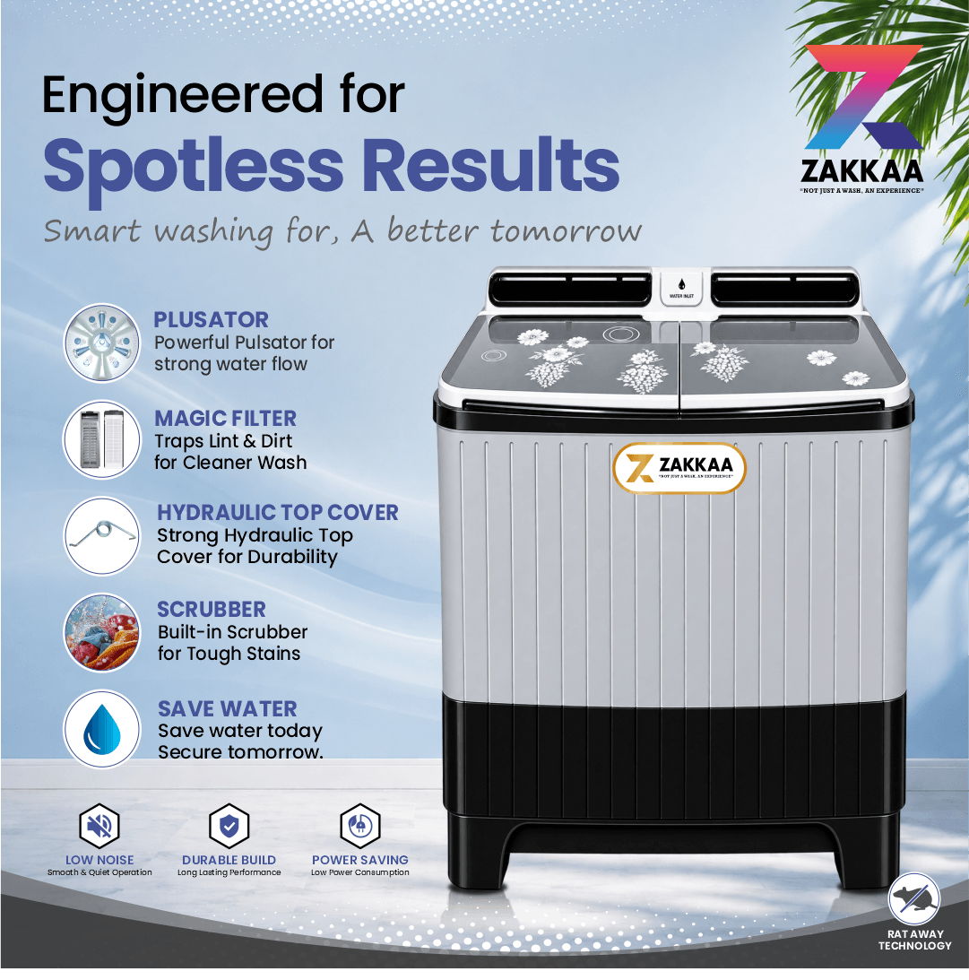 ZAKKAA ZKWM-21 11.5 KG Semi-Automatic Washing Machine