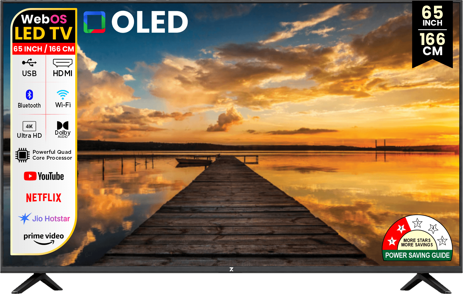 ZAKKAA 65 Inch 4K Ultra HD OLED Smart TV | WebOS | Dolby Vision | AI Processor | Magic Remote | ZKOL-25