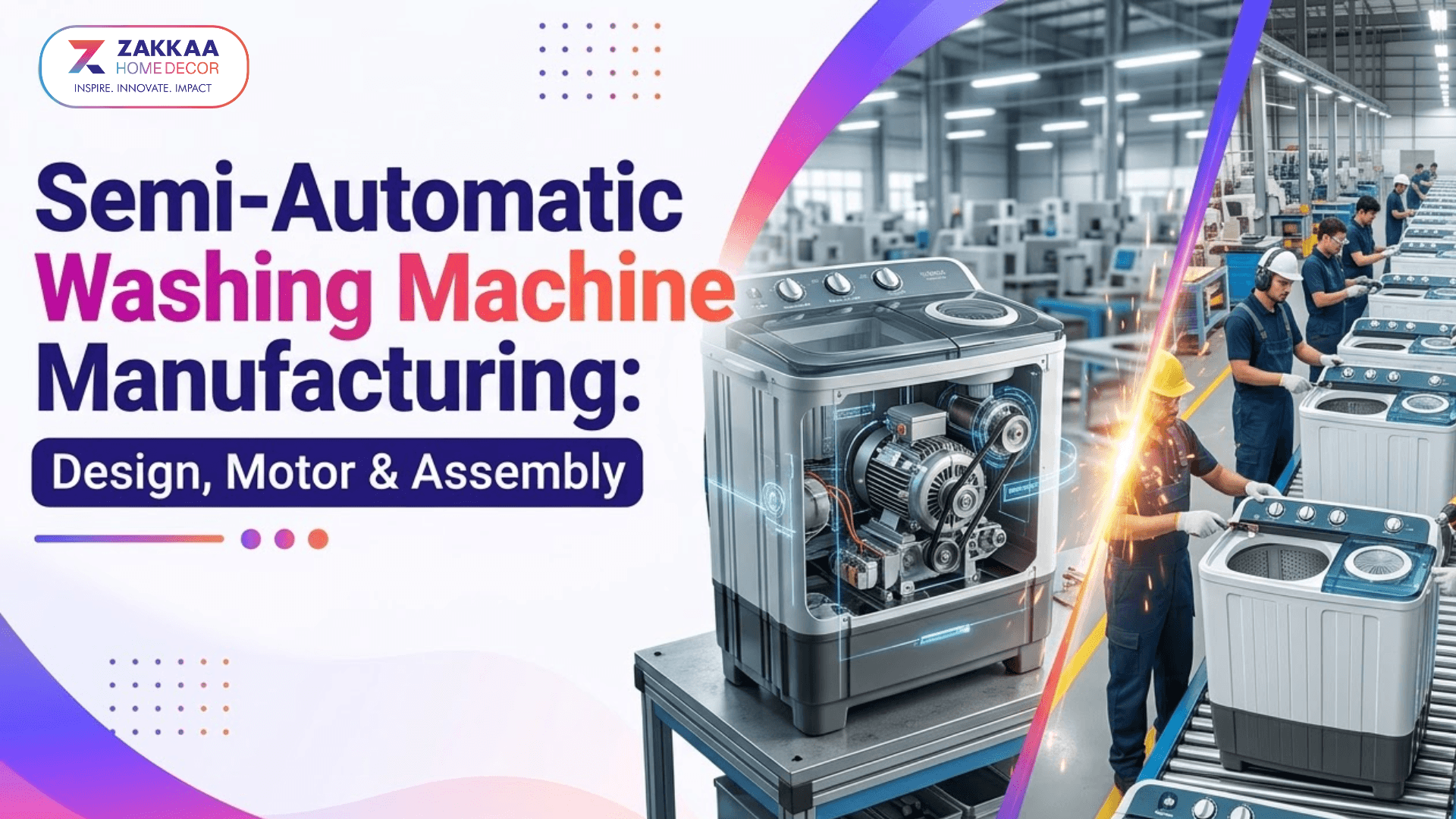 Semi-Automatic Washing Machine Manufacturing: Design, Motor & Assembly