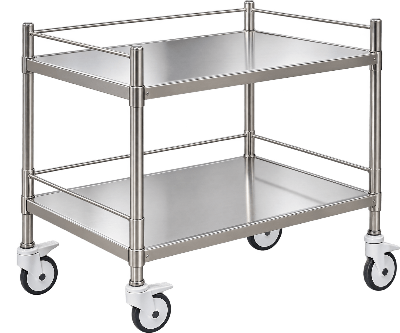 ZAKKAA Stainless Steel Two-Tier Instrument Trolley