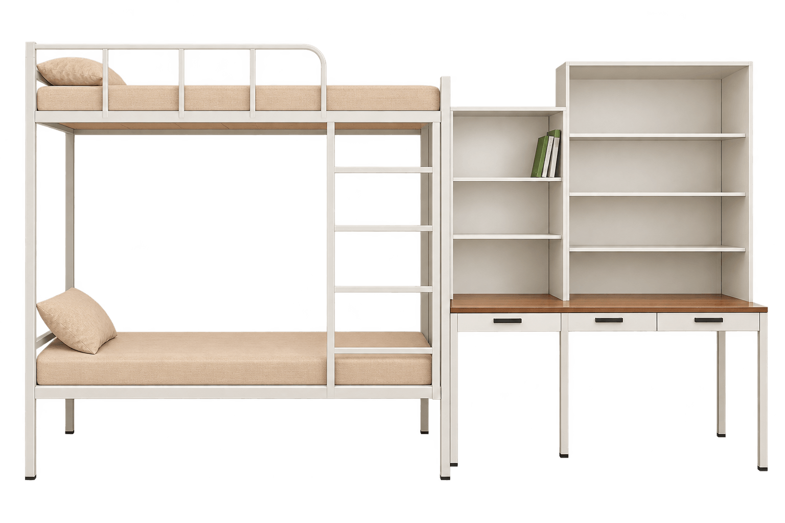 ZAKKAA Bunk Bed with Study Table & Storage Rack