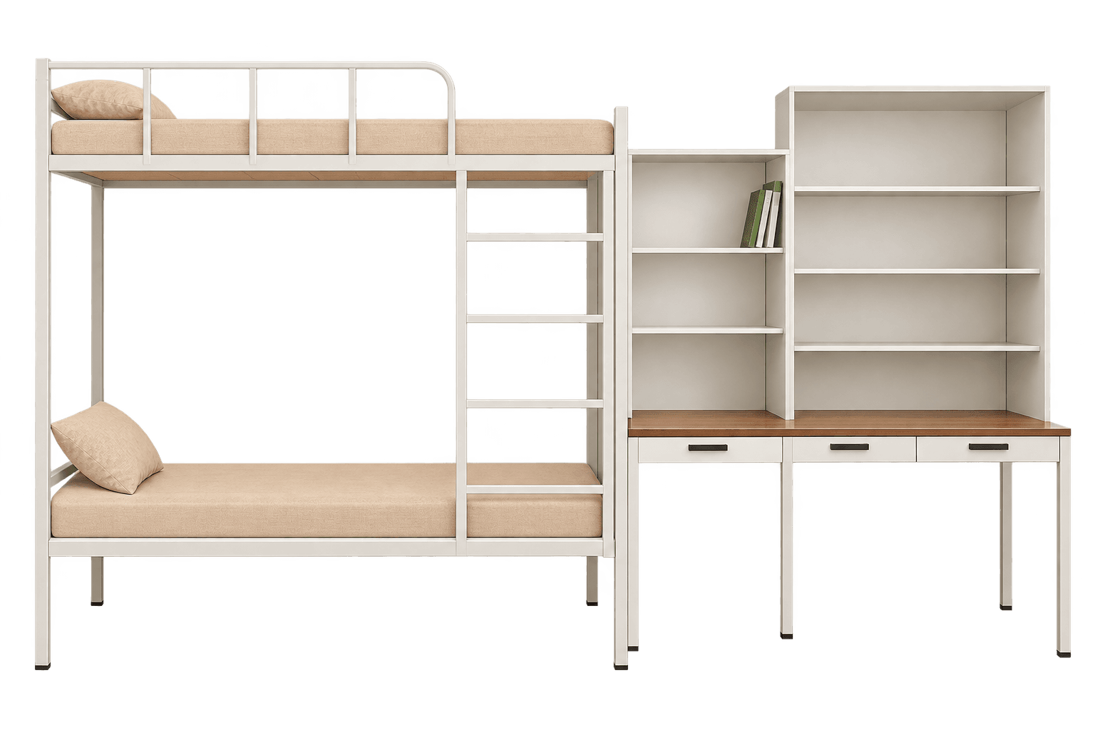 ZAKKAA Bunk Bed with Study Table & Storage Rack